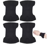 WEBEEDY 4 Pcs 2 Pairs Knit Rib Cuff for Replacement Repair, Black Cotton Stretchy Rib Cuff Pair for for Sleeve Extending Jacket Sweater Clothes Sleeve Cuffs Replacement DIY Sewing Craft