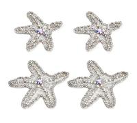 WEBEEDY 4 PCS 2 Sizes Starfish Rhinestone Bead Patches Sew on Stars Embroidered Patch 3D Decorative Patches Applique for Clothes Dress Jacket Hat Shoes DIY Craft Supplies(9.9x9.6cm,12.5x11.6cm)