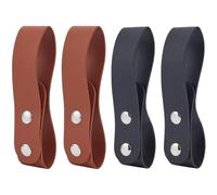 WEBEEDY 4 Pcs Adjustable Leather Whip Holsters, BLack & Brown Cowboy Belt Whip Holder Bullwhip Holsters Belt Loop for for Lasso Rope Bullwhip Costume Accessory Cowboy Decor Unique Gift