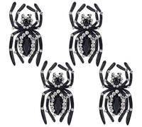 WEBEEDY 4 PCS Beaded Diamond Spider Patches Sewing on Crystal Applique Patches DIY Embroidery Decorative Appliques Patches for Halloween Clothing Dress Hat Bag Jacket Shoes Embellishment, Black