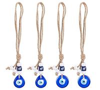 WEBEEDY 4 Pcs Blue Evil Eye Hanging Ornament, Turkish Blue Eye Glass Charm Pendant, Car Ornament Accessory for Rear View Mirror, Wall Hanging Blessing Ornament for Weddings, Home Decor