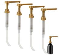 WEBEEDY 4 Pcs Coffee Syrup Pump Dispenser Gold Leak Proof Sauce Dispenser for 38-410 Syrup Bottles, Protable Reusable Flavoring Bottles Pump for Coffee Shop Home Kitchen Accessories Travel Use Gift