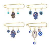 WEBEEDY 4 Pcs Devil's Eye Brooch Evil Eye Rhinestone Charm Turkish Rhinestone Evil Eye Brooch Amulet Blue Lucky Evil Eye Safety Brooch Pin Jewelry for Good Luck