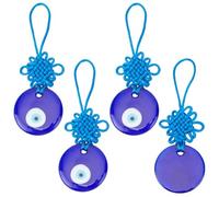 WEBEEDY 4 PCS Evil Eye Car Charms Blue Evil Eye Glass Hanging Pendant with Chinese Knot Rear View Mirror Hanging Accessories Handmade Evil Eye Protection Charms for Car Home Decoration,38cm