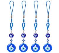 WEBEEDY 4 PCS Evil Eye Car Hanging Ornament Pendant Blue Evil Eye Glass Protection Charms for Car Home Wall Decoration Rear View Mirror Hanging Accessories Gift of Halloween Christmas(22 cm)
