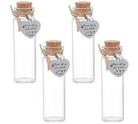 WEBEEDY 4 Pcs Keepsake Pet Hair Memorial Bottles, Glass Vial with Corks for Ashes Or Hair, Mini Transparent Keepsake Bottle with Heart Pendant, Dog Or Cat Keepsake Pet Loss Memory Sympathy Gift