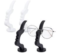 WEBEEDY 4 PCS Modern Face Shaped Eyeglass Holder Stand Black White 3D Spectacle Holder Fun Holder Display Rack Organizer for Home Office Desk Nightstand Bedside Table Storage Eyewear Sunglasses