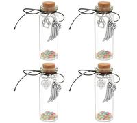WEBEEDY 4 Pcs Pet Memorial Bottle Dogs & Cats Memorial Glass Keepsake with Silver Pendant,Dog Cat Memorial Urns Small Glass Jars Remembrance Sympathy Condolence Gift for Pet Owner