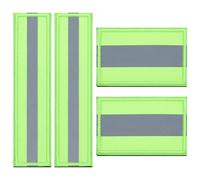 WEBEEDY 4 Pcs Reflective Safety Patches 2 Sizes Hook and Loop Fastener Reflective Patches for Night Sportsperson, Hikers, Firefighter Rescue Police, Rain Jackets, Dog Vest, Worker（Green）