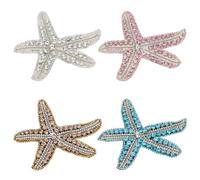 WEBEEDY 4 PCS Rhinestone Beaded Starfish Patches Sequins Applique Patches DIY Bling Embroidery Decorative Appliques Patches for Clothing Dress Hat Bag Jacket Shoes Garment Embellishment