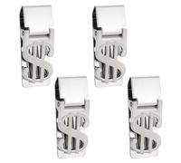 WEBEEDY 4 Pcs Stainless Steel Money Clip Dollar Sign Silver Slim Cash Clip for Men Card Holder Clip for Wallet Replacement Supplies Business Daily Holiday Unique Gifts, 6x2.3cm