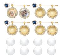 WEBEEDY 4 Set Gold Bridal Bouquet Charm Pin Wedding Bouquet Photo Charms Something Blue Gift Blue Gemstone Bouquets Clip for Bride Groom Wedding Memory Keepsake Anniversary Valentine's Day Decoration