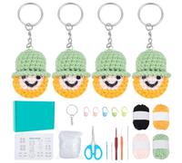 WEBEEDY 4 Sets Crocheting Leprechaun Keychain Kits DIY Beginner Knitting Set with Detailed Instruction,Yarns,Hooks for Beginners Adults,Complete Animal Crochet Kit for St.Papa's Day Decor Gifts