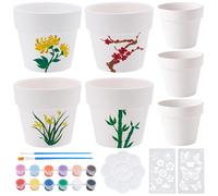 WEBEEDY 4 Sets DIY Ceramic Succulent Pots Paint Kit for Adults Beginner DIY Paintable Ceramics Pot Kit with Butterfly Flower Stencils,Brushes,Palettes Paint Your Own Pots Crafts for Home Decor