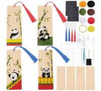 WEBEEDY 4 Sets DIY Cloisonne Enamel Bookmarks Kit Complete Panda Bookmark Making Kit Filigree Enamel Art Projects Crafts with All Accessories and Instruction for Mother's Day Graduation Handmade Gift