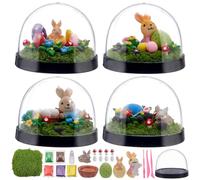 WEBEEDY 4 Sets DIY Easter Bunny Egg Snow Globe Art Craft Kits Ready to Make Your Own Rabbit Eggs Mushroom Snow Globe Ornaments, Handmade Gift for Easter Home Desk Office Room Party Decor