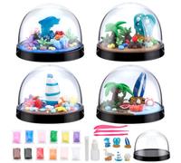 WEBEEDY 4 Sets DIY Sea Snow Globe Making Kit Make Your Own Sea Water Globe Kit with 6 Styles Under Ocean Figures and Complete Tools Sculpting Art for Holiday Birthday Gift Party Decoration