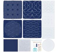 WEBEEDY 4 Sets Sashiko Starter Coaster Kit for Beginners, Japanese DIY Tea Mat Sewing Kit with Sashiko Pet Templates, Needles, Thread for Table Cup Mat Embroidery Christmas Craft Decor Gift