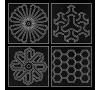 WEBEEDY 4 Styles Acrylic Sashiko Stencil Reusable Tree,Hexagon,Windmill,Clover Sashiko Pattern Template for Adults Beginners Drawing Line Template for Hand Quilting and Embroidery(12x12x0.2cm)