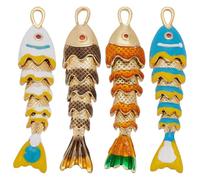 WEBEEDY 4 Styles Fish Charm for Jewelry Making Gold Plated 3D Fish Copper Sea Animal Lucky Fish Charms for DIY Craft Summer Bracelet Necklace Earring Keychain Making Handmade Gift,4.5 cm/1.8 inch
