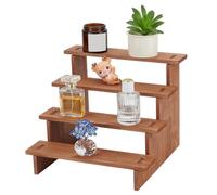 WEBEEDY 4-Tier Wooden Display Riser Stand Cupcake Stand Display Holder Rustic Wood Products Display Shelf for Vendor Events Tabletop Display Rack for Small Cake Makeup Organizer Home Kitchen Decor