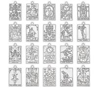WEBEEDY 40 PCS 20 Styles Silver Tarot Charms Bulk Alloy Tarot Card Charms Moon Sun Star Astrology Divination Good Luck Amulet Gothic Pendants for Bracelet Necklace Jewelry Making DIY Crafts Supplies
