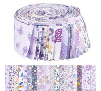 WEBEEDY 40 Pcs Jelly Roll Fabric Strips for Quilting, 20 Styles Purple Flower Quilting Strips Soft Cotton Fabric Bundles Strip Ribbon for Sewing DIY Craft Clothes Rug Purse Home Decor, 6.5x100cm