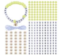 WEBEEDY 40 Sets Bee Bracelet Crafts Kit DIY Beaded Wristband Bracelets with 800 Yellow Beads, 640 Letter Beads, 40 Alloy Bee Charms for VBS Week Sunday School Christian Bible Verse Inspirational Gift