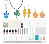 WEBEEDY 40 Sets DIY Resin Jewelry Making Kit for Adults DIY Leave Theme Complete UV Resin Molds Starter Set for Resin Necklace Bracelet Keychain Jewelry Making, Casting Coating Craft, 266 Pcs