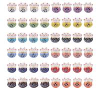WEBEEDY 48pcs Ceramic Beads 14mm 12 Styles Lucky Cat Porcelain Beads Small Maneki Neko Cat Spacer Beads Fortune Loose Beads for Bracelets Necklace Keychains Jewelry DIY Crafts Birthday Gift, Hole: 2mm