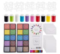 WEBEEDY 49 Pcs DIY Sponge Finger Painting Set - Mixed Style Art Kit with Sponges, Ink Pads, PET Stencils, Blank Cards & Envelopes, Handmade Finger Daubers Kit for Adults Drawing Supplies