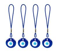 WEBEEDY 4Pcs Blue Evil Eye Car Hanging Ornament Evil Eye Pendant Car Charm Rear View Mirror Accessories Turkish Greek Amulet for Good Luck and Protection, Christmas Birthday Gift