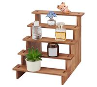 WEBEEDY 5-Tier Wooden Display Riser Stand Wooden Cupcake Stand Portable Products Display Shelf for Vendor Events Tabletop Display Rack for Small Cake Food Makeup Perfume Organizer Home Decoration
