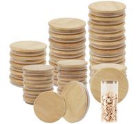 WEBEEDY 50 Pcs 2 Sizes Bamboo Mason Jar Lids Reusable Storage Canning Jar Lid Leak-Proof Canning Lids with Silicone Sealing Rings for Items Storage DIY Crafts Kitchen Decor(6.5cm,8cm)