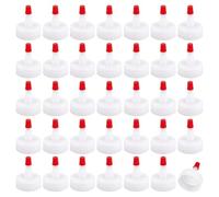 WEBEEDY 50 Pcs Red Tip Caps Plastic Squeeze Bottle Cap White Replacement Twist Cap Dispensing Caps for Condiment Glue Bottles Kitchen Cleaning DIY Crafts Christmas Home Decorations