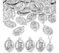 WEBEEDY 50 Pcs St Michael Pendant for Men Women Christian Gifts St Michael Medal Pendant Charm for DIY Rosary Necklace Bracelets Easter Religious Gifts for Party Favors First Communion Confirmation