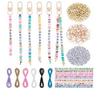 WEBEEDY 5036pcs Friendship Keychain Making Kit with 600 Leter Name Beads, Wax Thread, Clasps, Star Spacer Beads, Clay Bead Charm, Personalized Keychain Kit for Backpack Pruse Charm Party Favor Gift