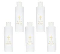 WEBEEDY 5pcs Empty Holy Water Bottles 250ml/8oz, White with Gold-Tone Cross | Plastic Catholic Holy Water Bottles, for Church Supplies Home and Trave, Baptism Party Favors, The first Communion