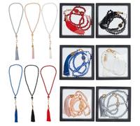 WEBEEDY 6 Colours Tasbih Prayer Beads Muslim 99 Rosary Beads with Tassel 4 mm/0.2" Glass Muslim Rosary Bracelet Islamic Prayer Bead with Transparent Elastic Jewellery Box Ramadan & Eid Gift