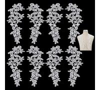 WEBEEDY 6 Pairs Lace Flower Embroidery Appliques White 3D Appliques Patches Sewing Trims Embellishments for DIY Dress Wedding Gown DIY Patch Clothing Crafting Accessories
