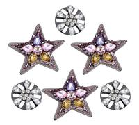 WEBEEDY 6 PCS 2 Styles Star Circle Rhinestone Beaded Patches Sew on Rhinestone Applique Circle Embroidery Badge for DIY Craft Glitter Star Patches for Hat Jacket Dress Clothes Bag Shoes