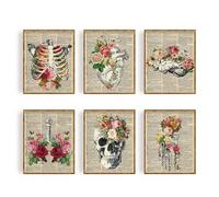 WEBEEDY 6 Pcs Gothic Wall Art Prints 8x10 Inch Unframed Vintage Floral Halloween Pictures Wall Decor Aesthetic Romantic Goth Decor, 20x25cm
