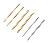 WEBEEDY 6 Pcs Sewing Leather Needles 4 Brass & 2 Metal Needles for Heavy Duty Leather Craft, Manual Lacing Threading Tool Long Jumbo Sewing Needle for Leathercraft & Hand Stitching Accessories