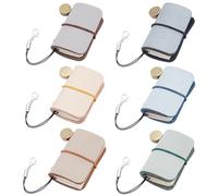 WEBEEDY 6 Pcs Small Leather Notebook Pocket Planner Mini Notebook Keychain Leather Journal Cute Mini Sketchbook Small Travel Diary for Office Teachers Bookish Christmas Party Favors Gifts, 4.8x3cm