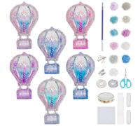 WEBEEDY 6 Sets DIY Hot Air Balloon Rhinestone Beaded Patches Kit Brooch Pin Hair Barrette Making,Sequin Beaded Embroidery Patch for Clothes Shoes Decorative Sewing Embroidered Patch Applique