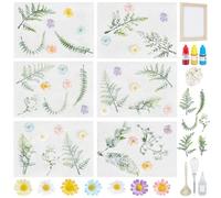 WEBEEDY 6 Sets Flower Paper Making Kit Complete DIY Craft Set for Handmade Flower Papers,Includes Wooden Frame with Mesh,Paper Pulp,Decorative Flowers for Creative Projects