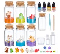 WEBEEDY 6 Sets Mini Animal Terrarium Kit Cute Pet in a Jar Bunny Snake Dragon Monkey Cow Fairy Garden Mini Figurine Desk Pet Tiny World Kit for Kawaii Desktop Decor Christmas Birthday Gift
