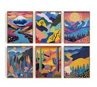 WEBEEDY 6 Styles Boho Landscape Wall Art Prints Minimalist Aesthetics Mountain Forest Canvas Art Prints Colorful Abstract Picture for Wall Decor Bedroom Office Shop Hallways Decor, Unframed, 20x25cm