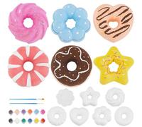 WEBEEDY 6 Styles Ceramic Donut Paint Kit Unpainted White Doughnut Ceramic Donut for Adults Beginners Paintable Dessert Decoration DIY Arts and Crafts Kit for Classroom Craft Project Fun Home Acticity