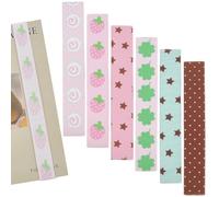 WEBEEDY 6 Styles Cute Elastic Bands for Notebooks, Strawberry Polka Dot Star Clover Pattern Journals Elastic Strap Universal Planner Accessories for Travelers Notebook Cover Insert and Scrapbooking